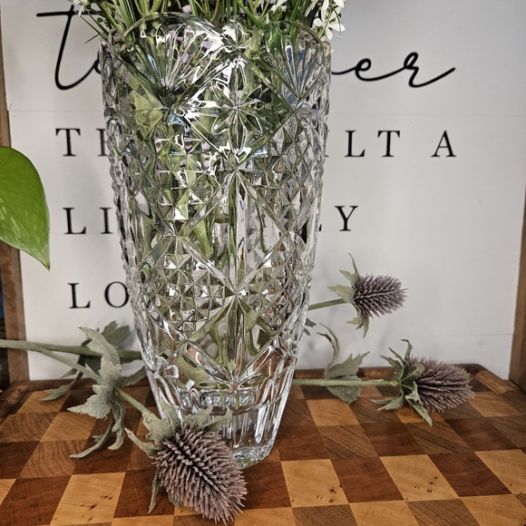 Vintage BOHEMIAN CZECH Cut Crystal Vase 9.75" - Picture 6 of 15